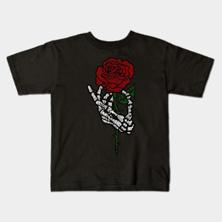 Skeleton Hand Holding Rose Tattoo Kids T-Shirt